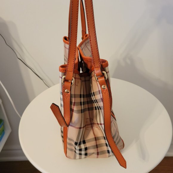 Burberry Haymarket Check Canterbury Tote Orange Bag - Picture 3 of 6